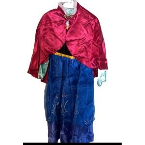 Disney Store Frozen Anna Costume Dress with Cape Girls Size 5/6 New with Tags